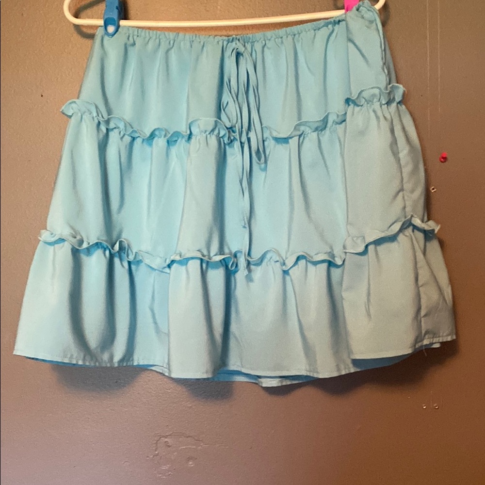 SHEIN Light Blue Tiered Ruffle Mini Skirt